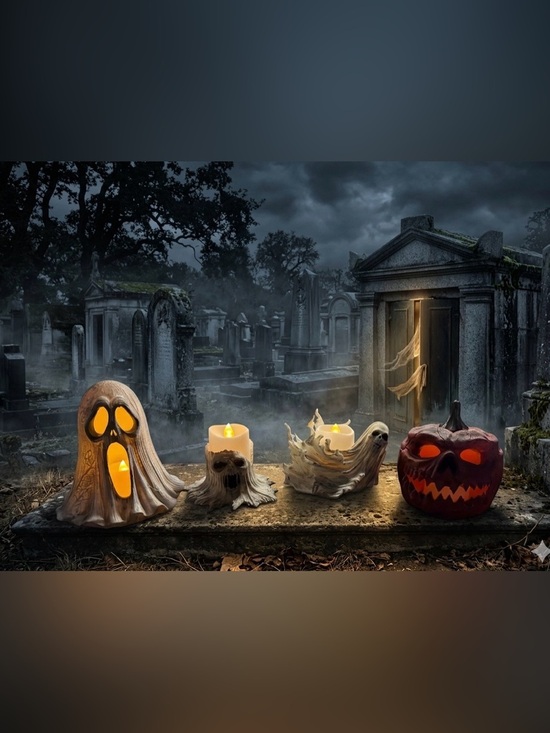 Hand Crafted Other - Spooky Ghost Tea Light Holder Set of 4. 3D Printed & Hand Painted NWOT